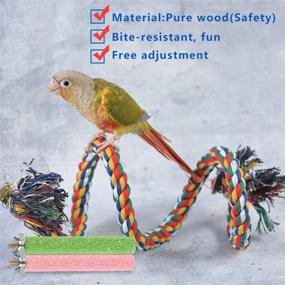 img 3 attached to 🐦 Aumuca Bird Perch Stand Rope & Toy Set: Ideal for Parakeets, Cockatiels, Conures, Macaws, Lovebirds, and Finches - 3 Pcs