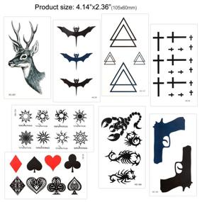 img 2 attached to 🔱 Konsait 30 Sheets Waterproof Black Tiny Temporary Tattoos: Dragon Anchor Lion Skull - Perfect Body Art Stickers for Men, Women, and Adults