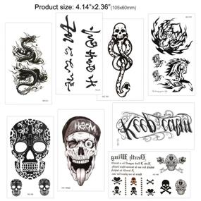 img 3 attached to 🔱 Konsait 30 Sheets Waterproof Black Tiny Temporary Tattoos: Dragon Anchor Lion Skull - Perfect Body Art Stickers for Men, Women, and Adults