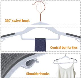 img 2 attached to 👕 Premium Plastic Coat Hangers 50 Pack: Ultra Thin & Non-Slip | Space-Saving, Heavy Duty & 360°Rotating Rose Gold Hooks by GUFUR