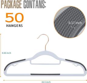 img 3 attached to 👕 Premium Plastic Coat Hangers 50 Pack: Ultra Thin & Non-Slip | Space-Saving, Heavy Duty & 360°Rotating Rose Gold Hooks by GUFUR