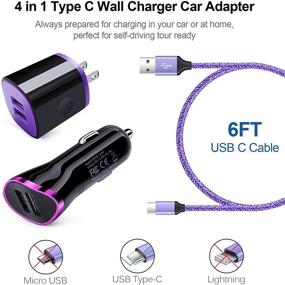 img 3 attached to 🔌 High-Speed USB C Car Charger and Wall Plug with 6ft Fast Charging Cable for Samsung Galaxy and LG Stylo Series - Compatible with S10 S10E A20 A50 A80 S9 S20 and More