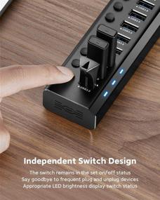 img 2 attached to 💻 ikuai Aluminum 10-Port USB 3.0 Data Hub with Individual On/Off Switches and 12V/3A Power Adapter – Expand Connectivity for Desktop PC, Laptop, and More