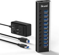 💻 ikuai aluminum 10-port usb 3.0 data hub with individual on/off switches and 12v/3a power adapter – expand connectivity for desktop pc, laptop, and more logo