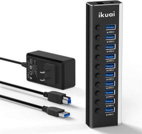 img 4 attached to 💻 ikuai Aluminum 10-Port USB 3.0 Data Hub with Individual On/Off Switches and 12V/3A Power Adapter – Expand Connectivity for Desktop PC, Laptop, and More