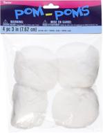 👆 white darice pom poms - pack of 4, 3 inch логотип