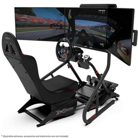 img 2 attached to SGT Racing Simulator - Heavy-Duty, Foldable Cockpit Stand for Logitech G25, G27, G29, G920, Thrustmaster, and Fanatec - Black Edition, Ideal for Extreme Sim Racing Wheel Experience