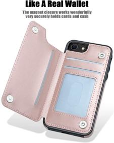 img 2 attached to 🌸 MMHUO iPhone 7/8/SE 2020 Wallet Case with Card Holder and Flower Magnetic Back Flip – Rose Gold, Protective Phone Case for Women