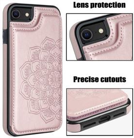 img 1 attached to 🌸 MMHUO iPhone 7/8/SE 2020 Wallet Case with Card Holder and Flower Magnetic Back Flip – Rose Gold, Protective Phone Case for Women