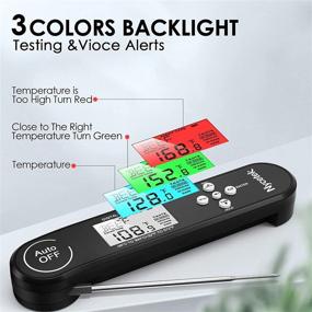 img 3 attached to 🌡️ Black Waterproof Digital Instant Read Meat Thermometer for Grilling, Kitchen Cooking and Candy with Backlight Display, Magnet and Voice - Ideal for Oil Deep Fry, BBQ, Grill, Smoker