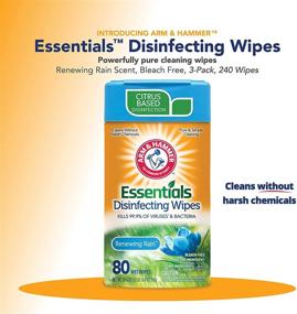 img 3 attached to Arm & Hammer Essentials Disinfecting Wipes, Volcano Renewing Rain Scent, 3 Pack, 80 Count, 240 Wipes