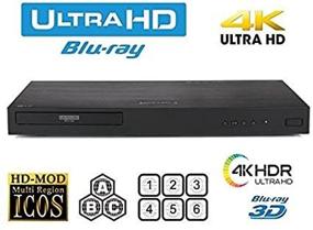 img 1 attached to 📀 LG Плеер Blu-ray DVD UHD 4K без регионального кода - PAL NTSC Ultra HD с USB - 100-240V 50/60 Гц для глобального использования и кабель HDMI 4K с множественной системой длиной 6 футов.