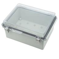 🔒 zulkit abs plastic dustproof waterproof ip67 junction box with hinged shell, grey clear cover, stainless steel buckles - 8.7 x 6.7 x 4.3 inch, ideal for outdoor universal project enclosures logo