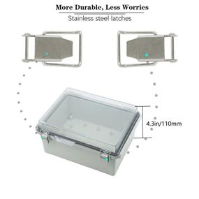 img 2 attached to 🔒 Zulkit ABS Plastic Dustproof Waterproof IP67 Junction Box with Hinged Shell, Grey Clear Cover, Stainless Steel Buckles - 8.7 x 6.7 x 4.3 Inch, Ideal for Outdoor Universal Project Enclosures
