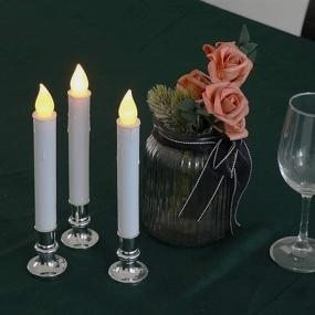 img 3 attached to 🕯️ Wondise Flameless Window Candles with Remote and Timer - Battery Operated Silver Holders and Suction Cups, White Candles for Christmas Home Decoration (Set of 8) – Dimensions: D1.75 x H9 Inch