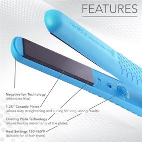 img 1 attached to HerStyler Colorful Seasons Ceramic Hair Straightener: Dual Voltage, 1.25 Inch Blue Styler