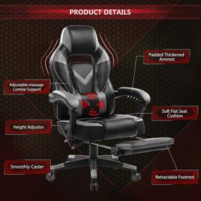 img 2 attached to HEALGEN Big & Tall Gaming Chair with Footrest - PC Computer Video Game Chair, Racing Gamer PU Leather Chair, High Back Swivel Executive Ergonomic Office Chair with Headrest, Lumbar Support Cushion