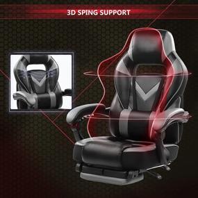 img 3 attached to HEALGEN Big & Tall Gaming Chair with Footrest - PC Computer Video Game Chair, Racing Gamer PU Leather Chair, High Back Swivel Executive Ergonomic Office Chair with Headrest, Lumbar Support Cushion