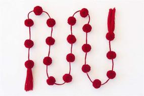 img 4 attached to Single Pom Garland Dark Red