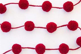 img 2 attached to Single Pom Garland Dark Red