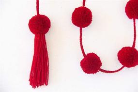 img 3 attached to Single Pom Garland Dark Red