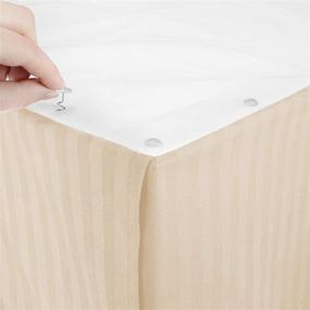 img 3 attached to 🛏️ Nestl Full Size Bed Skirt - Elegant Damask Dobby Stripe Wrap Around Bed Skirt in Cream - 14" Tailored Drop Pleated Bed Ruffle with Microfiber Fabric - Includes Bed Skirt Pins