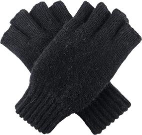 img 4 attached to Fingerless Leather Gloves with Bruceriver Knitted Thinsulate Technology