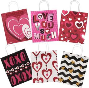 img 2 attached to Pack of 24 Valentine's Day Gift Bags with Handles, Kraft Paper Wrapping Bags for Funny & Novelty Gifts, Valentine's Day Party Favors