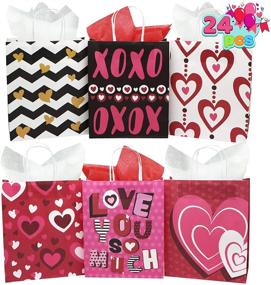 img 4 attached to Pack of 24 Valentine's Day Gift Bags with Handles, Kraft Paper Wrapping Bags for Funny & Novelty Gifts, Valentine's Day Party Favors