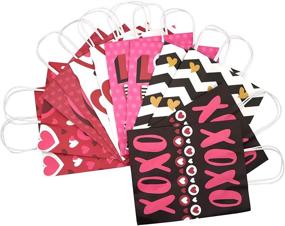 img 1 attached to Pack of 24 Valentine's Day Gift Bags with Handles, Kraft Paper Wrapping Bags for Funny & Novelty Gifts, Valentine's Day Party Favors