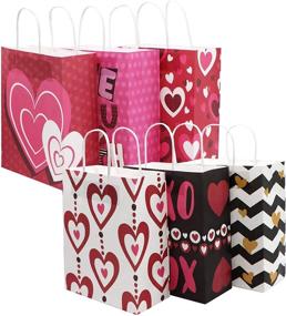 img 3 attached to Pack of 24 Valentine's Day Gift Bags with Handles, Kraft Paper Wrapping Bags for Funny & Novelty Gifts, Valentine's Day Party Favors