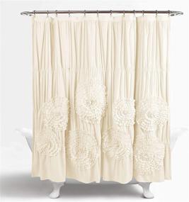 img 3 attached to 🚿 Lush Decor Serena Shower Curtain – Ruffled Floral Shabby Chic Farmhouse Style Bathroom Decor, Ivory (72” x 72”)