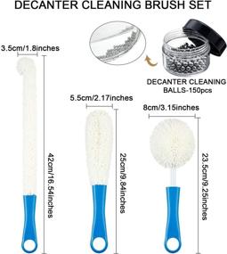 img 3 attached to 🍷 Wine Decanter Cleaning Brush Set - Glass Cleaner Brush for Wine Carafes, Goblets, Flutes, Cups, Glasses - Flexible Bottle Scourer Cleaning Tools (Blue)