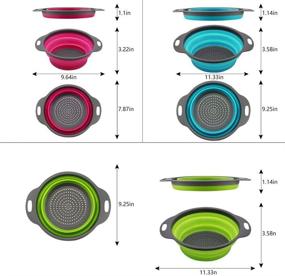 img 3 attached to 🥦 Qimh Collapsible Colander Set of 3 - Round Silicone Kitchen Strainer Trio - 2pcs 4 Quart & 1pcs 2 Quart - Ideal for Draining Pasta, Vegetables & Fruits (Green, Blue, Purple)