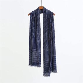 img 3 attached to Jeelow Lightweight Cotton/Linen Scarf: Stylish Light Shawl Wrap for Men & Women