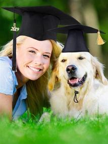 img 3 attached to 🎓 Прелестные выпускные шапочки LKEX Pet: Маленькие шляпки для собак с желтой кисточкой - идеальный аксессуар для костюма выпускного для собак и кошек!