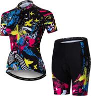 quick-dry women's cycling jersey set with padded shorts - short sleeve bike clothes logo