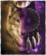 cozy up in style with the 🐺 wolf dreamcatcher super soft plush fleece throw blanket logo