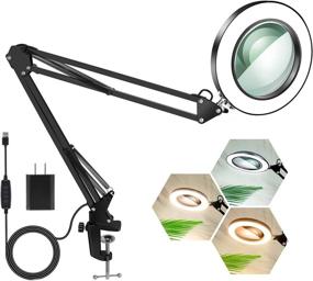 img 4 attached to 🔍 Versatile Magnifying Glass with Light and Stand - 4.3inches Real Glass Lens, 5X Magnification, Adjustable Arm, 3 Color Modes, 10 Brightness Levels - Ideal for Close Work, Reading, Repair, Crafts