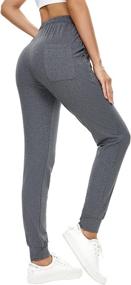 img 2 attached to BATHRINS Women's Tapered Joggers with Pockets – High Waist Casual Yoga Sweatpants