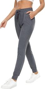 img 4 attached to BATHRINS Women's Tapered Joggers with Pockets – High Waist Casual Yoga Sweatpants