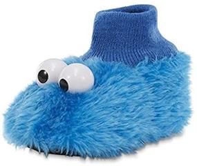 img 1 attached to Toddler/Little Kid Boys Girls Sesame Street Elmo Cookie Monster Sock Top Slippers