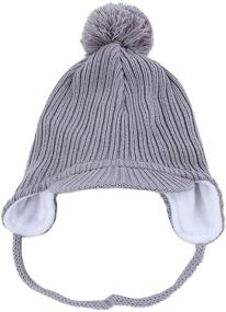 img 3 attached to 🧢 LLmoway Toddler Fleece Beanie Winter Hat with Ear Flaps - Baby Knit Hat with Visor