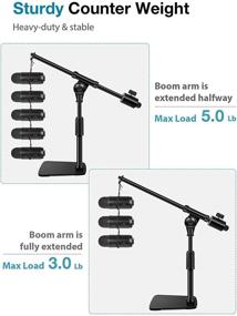 img 1 attached to Настольная микрофонная стойка InnoGear с регулируемым рычагом, противовесом, клипом и винтовым адаптером для ударных барабанов, гитарных усилителей, Blue Yeti и Blue Snowball