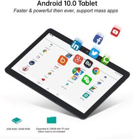 img 3 attached to Высокопроизводительный 10-дюймовый 3G Android 10.0 планшет: разблокированный фаблет с 2 Гб оперативной памяти, 32 Гб внутренней памяти, HD дисплеем, Bluetooth, GPS, двойной камерой, Wi-Fi, поддержкой 3G-звонков (черный).