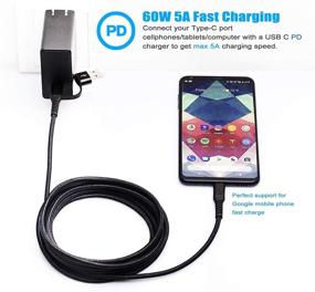 img 1 attached to 🔌 10ft USB-C to USB-C 60W Cable, Fast Charger QC & PD 2-in-1 USB-A/C to USB-C Cord Compatible with MacBook Pro/Air 2020/2019/2018, iPad Pro 2020/2019/2018, Samsung Galaxy S21, Type-C Laptops