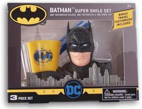 img 1 attached to 🦇 Batman Super Smile Set: Complete Toothbrush Holder, Toothbrush, and Rinse Cup Combo!