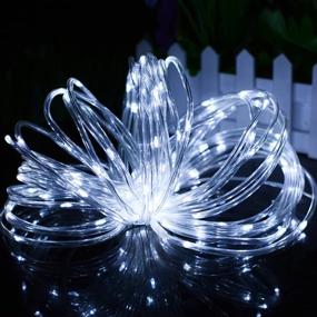 img 3 attached to 🌟 Lalapao 2 Pack Solar Powered Xmas Rope Lights - 120 LED Christmas Fairy Decor Lighting with 8 Modes for Outdoor Indoor Tree Garden Patio Lawn Holiday Bedroom Wedding Waterproof (White)
