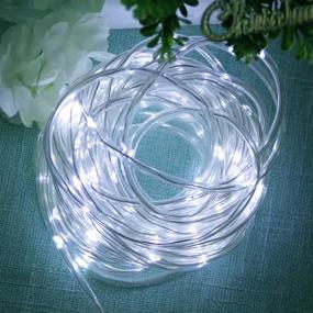 img 1 attached to 🌟 Lalapao 2 Pack Solar Powered Xmas Rope Lights - 120 LED Christmas Fairy Decor Lighting with 8 Modes for Outdoor Indoor Tree Garden Patio Lawn Holiday Bedroom Wedding Waterproof (White)