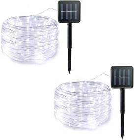 img 4 attached to 🌟 Lalapao 2 Pack Solar Powered Xmas Rope Lights - 120 LED Christmas Fairy Decor Lighting with 8 Modes for Outdoor Indoor Tree Garden Patio Lawn Holiday Bedroom Wedding Waterproof (White)